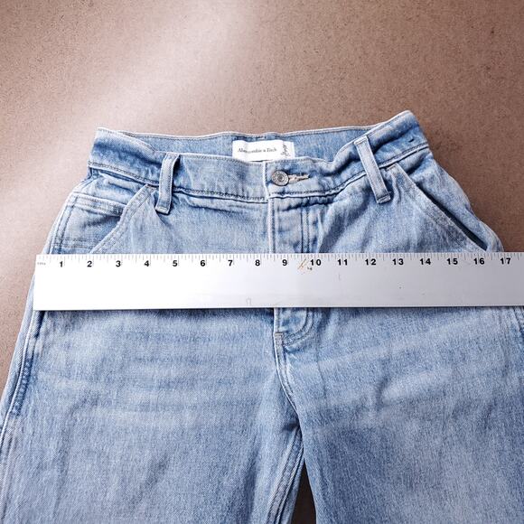 Abercrombie & Fitch Jeans Women 25/0s Light Wash Carpenter Button Fly Casual Y2K - Picture 5 of 11